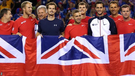 Các thành viên đội tuyển quần vợt Anh tham dự trận chung kết Davis Cup.